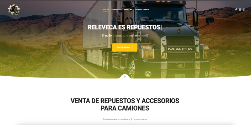 Releveca - Landing Page de productos de Mecanica y Suministros para Transporte Pesado. - Proyecto de Landing Page desarrollado por Providesys Chile