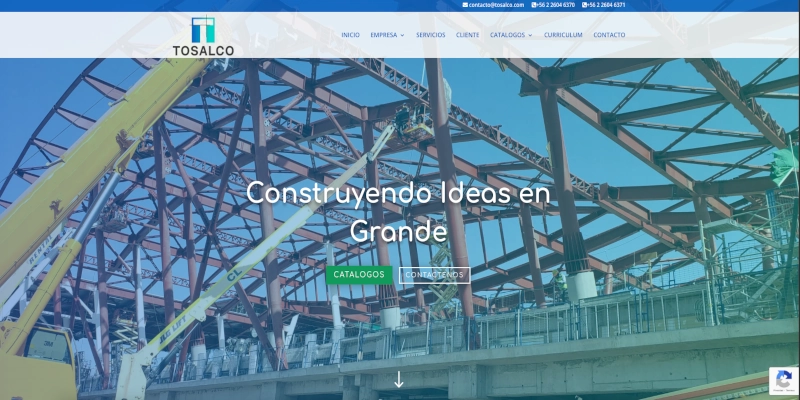 Tosalco - Portal corporativo de empresa de servicios con presentación de proyectos y formulario de contacto. - Proyecto de Corporativo desarrollado por Providesys Chile